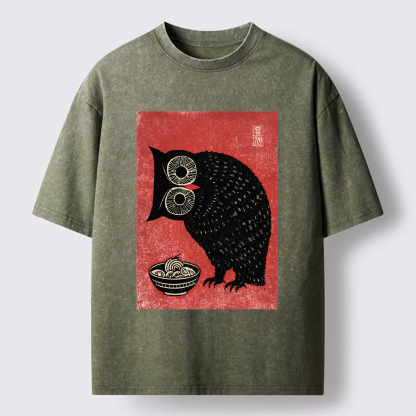 Tokyo-Tiger Ramen And Curious Owl Washed T-Shirt