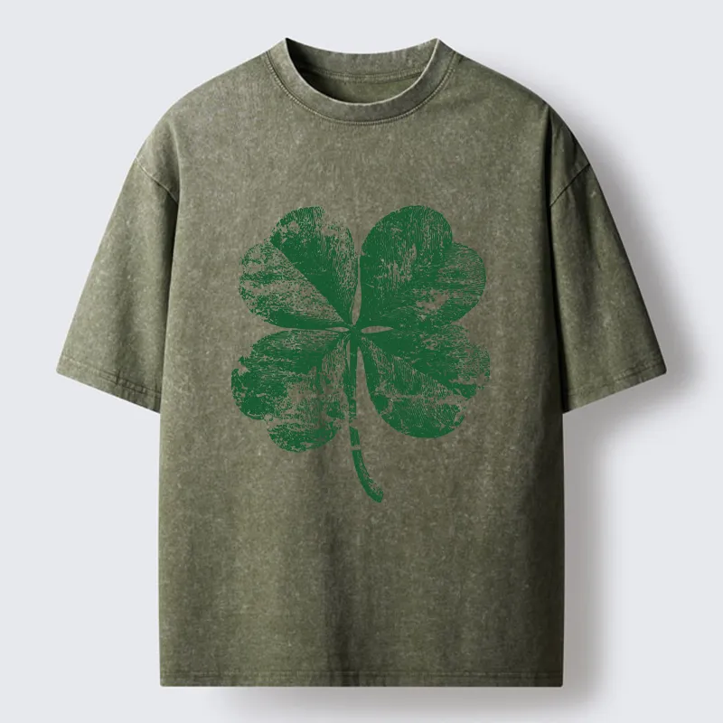 Tokyo-Tiger Lucky Four-leaf Clover Of St. Patrick's Day Washed T-Shirt