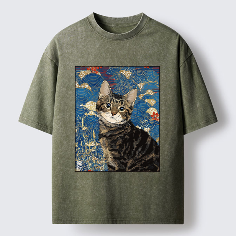 Tokyo-Tiger Elegant Kitten Washed T-Shirt