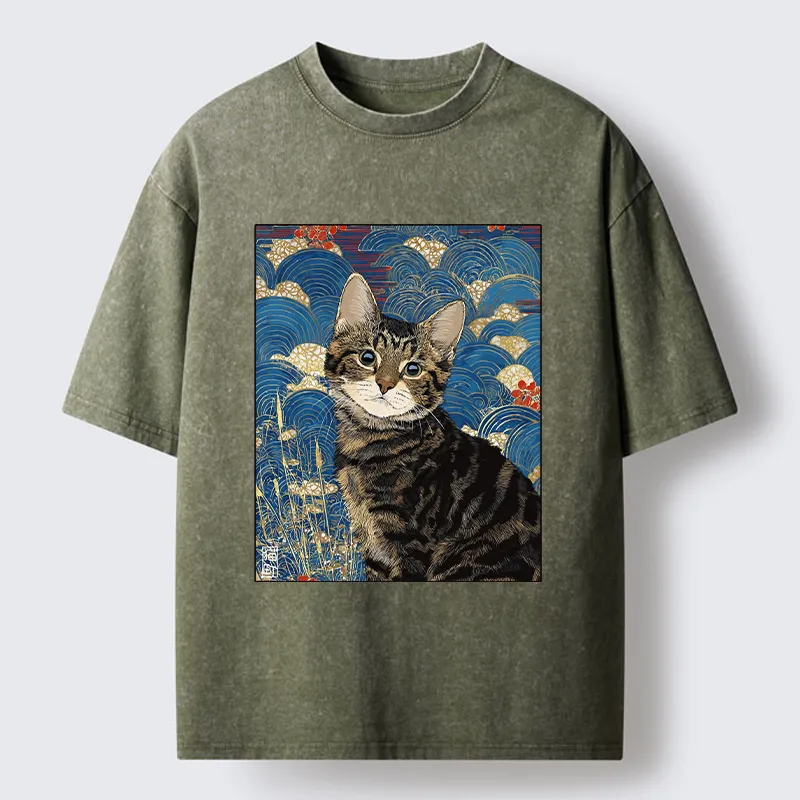 Tokyo-Tiger Elegant Kitten Washed T-Shirt