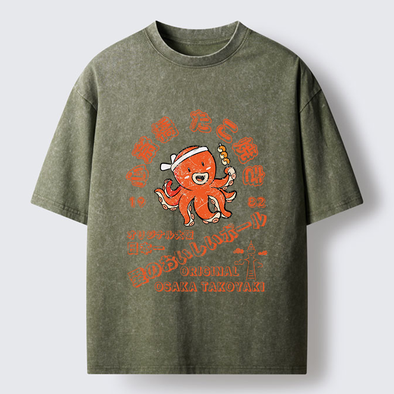 Tokyo-Tiger Delicious Takoyaki Washed T-Shirt