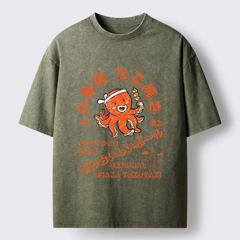 Tokyo-Tiger Delicious Takoyaki Washed T-Shirt