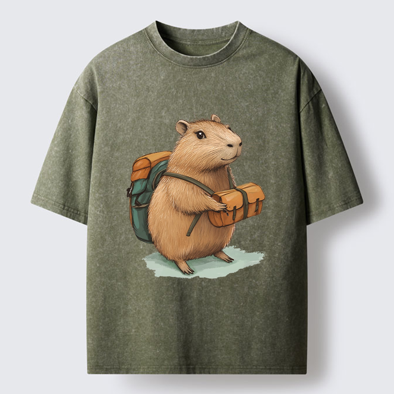Tokyo-Tiger Traveling Capybara Washed T-Shirt
