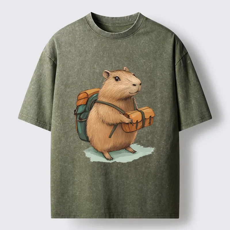 Tokyo-Tiger Traveling Capybara Washed T-Shirt