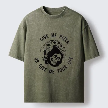 Tokyo-Tiger Death Pizza Washed T-Shirt