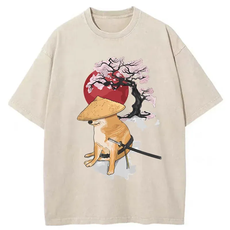 Tokyo-Tiger Vintage Japanese Shiba Inu Washed T-Shirt