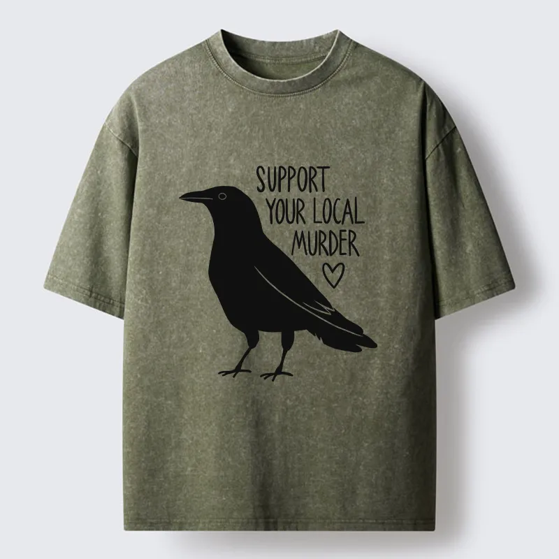 Tokyo-Tiger Support Your Local Murder Washed T-Shirt