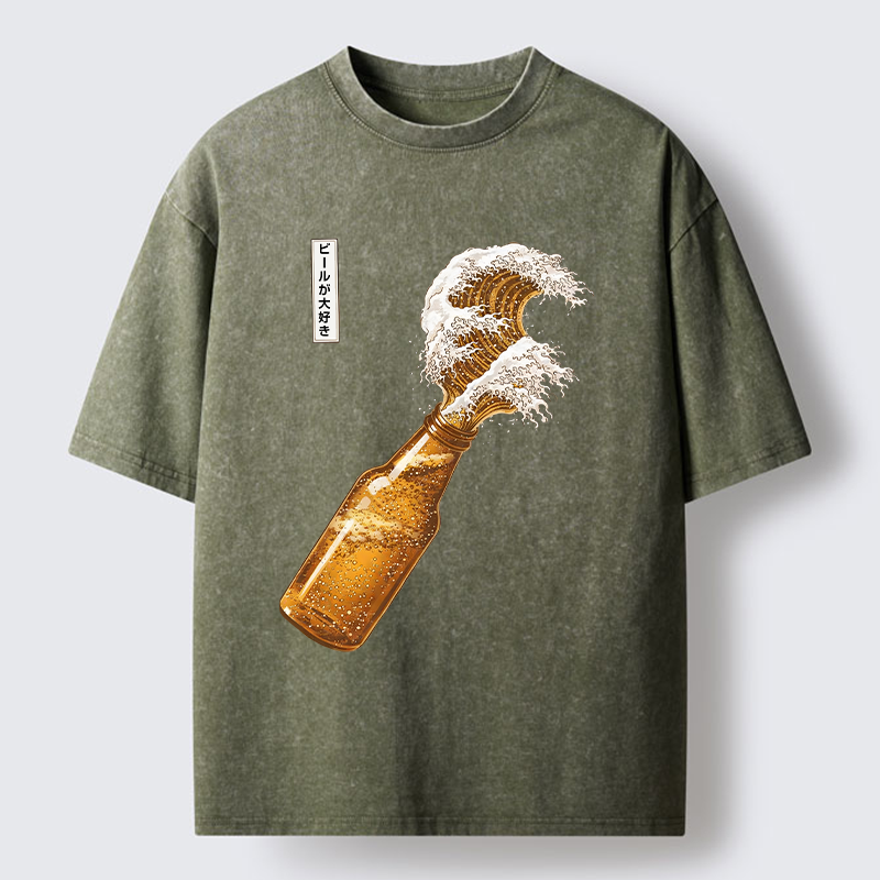Tokyo-Tiger Beer Wave Washed T-Shirt