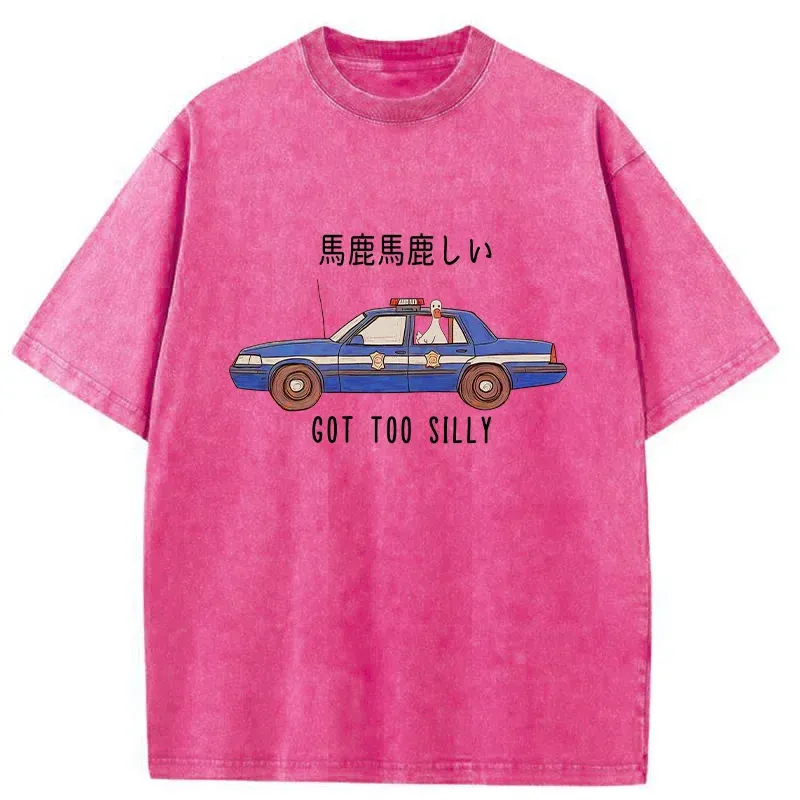 Tokyo-Tiger Stupid Goose Sitting In Police Car Washed T-Shirt
