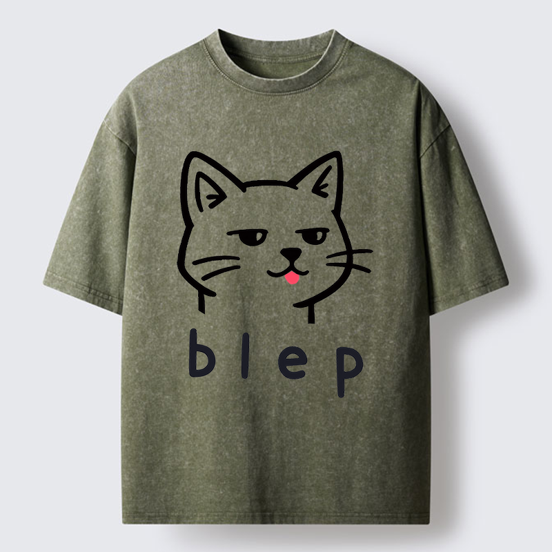 Tokyo-Tiger Naughty Cat Funny Washed T-Shirt