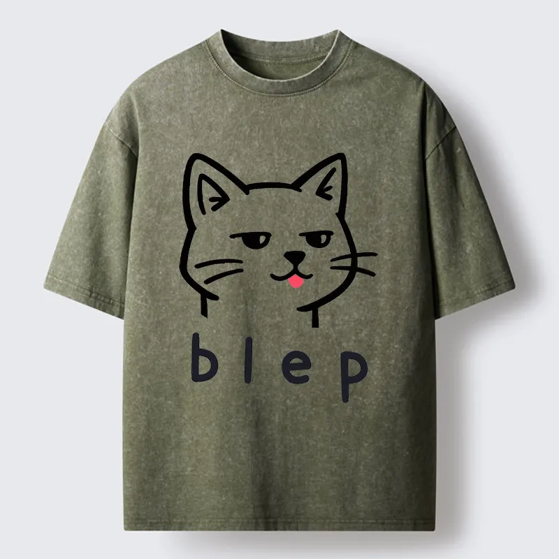 Tokyo-Tiger Naughty Cat Funny Washed T-Shirt