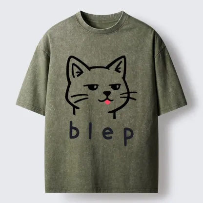 Tokyo-Tiger Naughty Cat Funny Washed T-Shirt