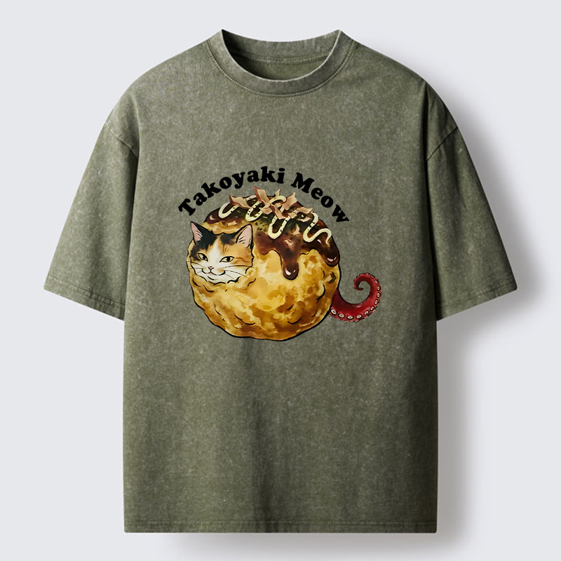 Tokyo-Tiger Takoyaki Meow Washed T-Shirt