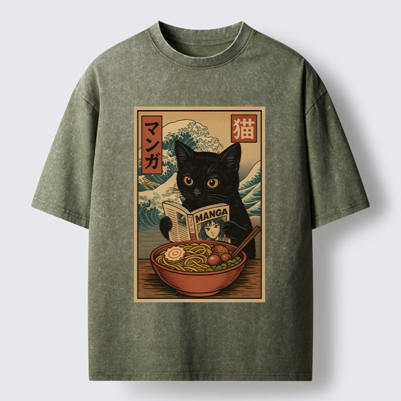 Tokyo-Tiger Cat's Japanese Life Washed T-Shirt