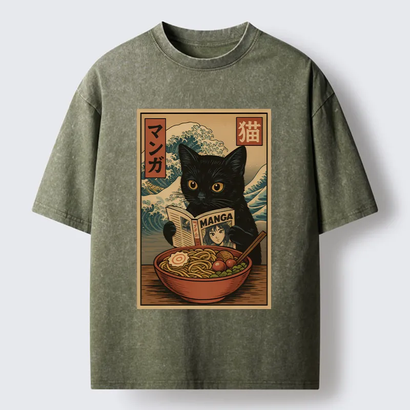 Tokyo-Tiger Cat's Japanese Life Washed T-Shirt