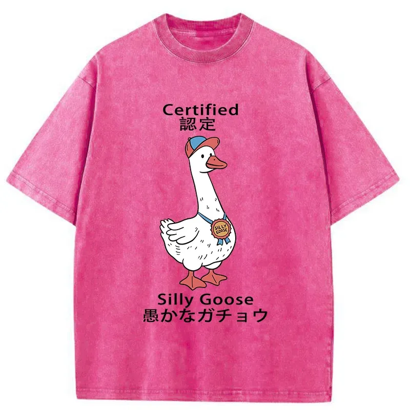Tokyo-Tiger Certified Funny Silly Goose  Washed T-Shirt
