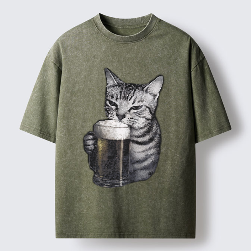 Tokyo-Tiger Cheers With The Cat Washed T-Shirt