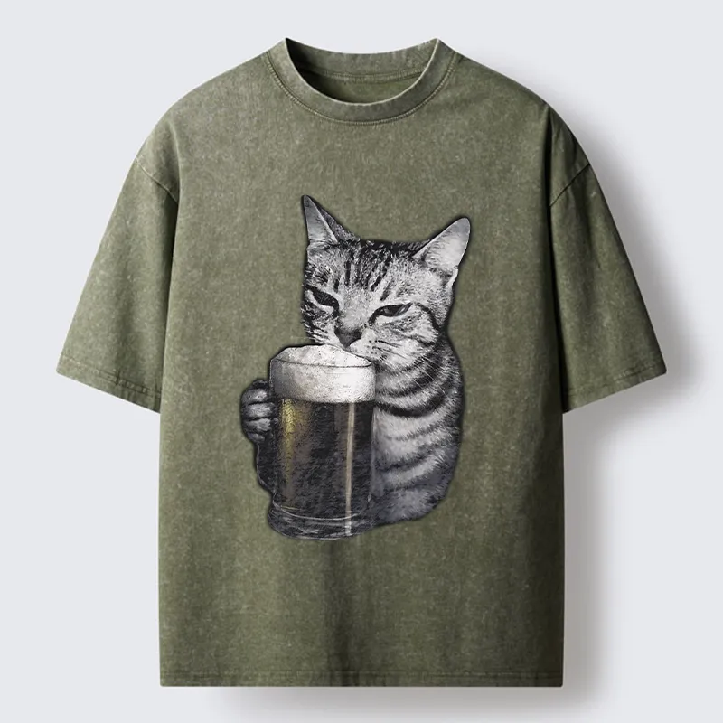 Tokyo-Tiger Cheers With The Cat Washed T-Shirt
