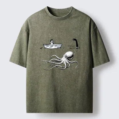 Tokyo-Tiger Octopus Camouflage Washed T-Shirt
