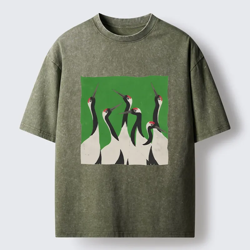 Tokyo-Tiger Crane Flock Washed T-Shirt