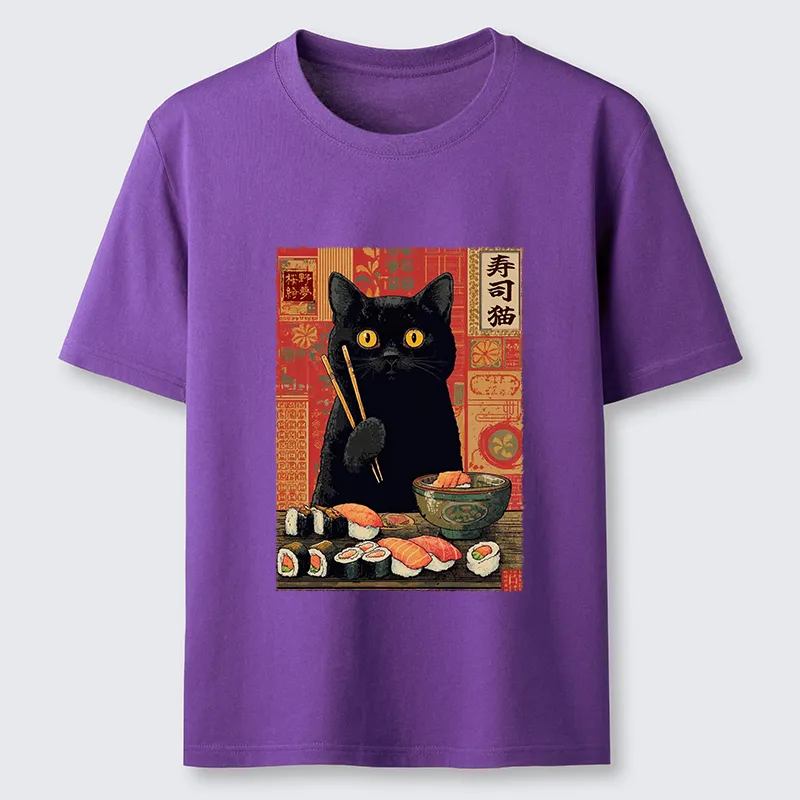Tokyo-Tiger Neko Eats Sushi Classic T-Shirt