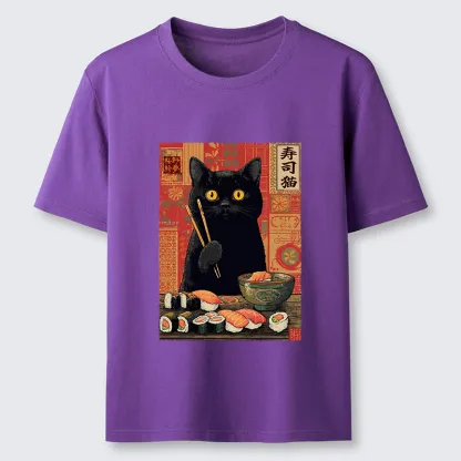 Tokyo-Tiger Neko Eats Sushi Classic T-Shirt