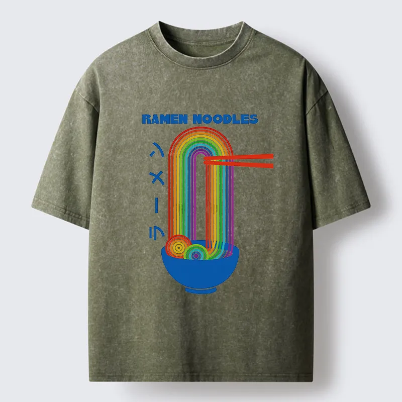 Tokyo-Tiger Ramen Rainbow Washed T-Shirt
