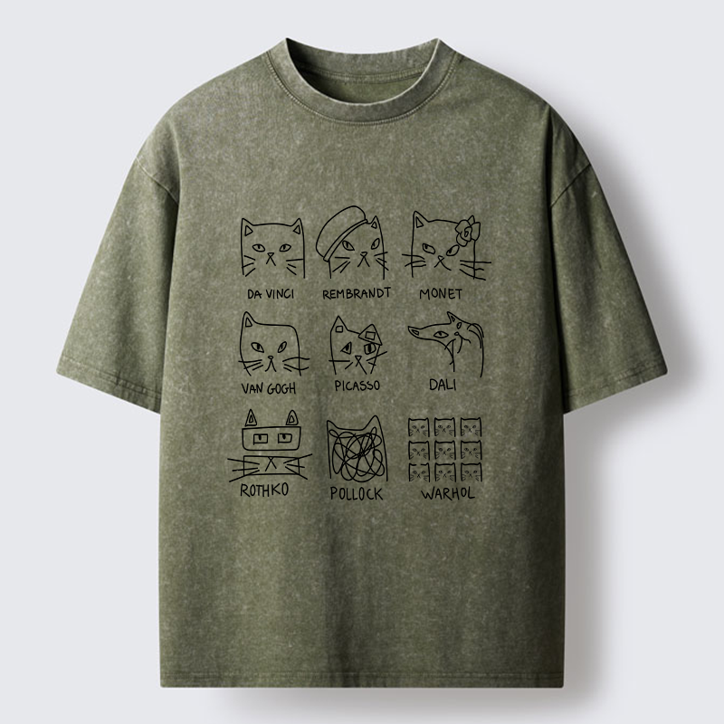Tokyo-Tiger Artistic Cats Washed T-Shirt
