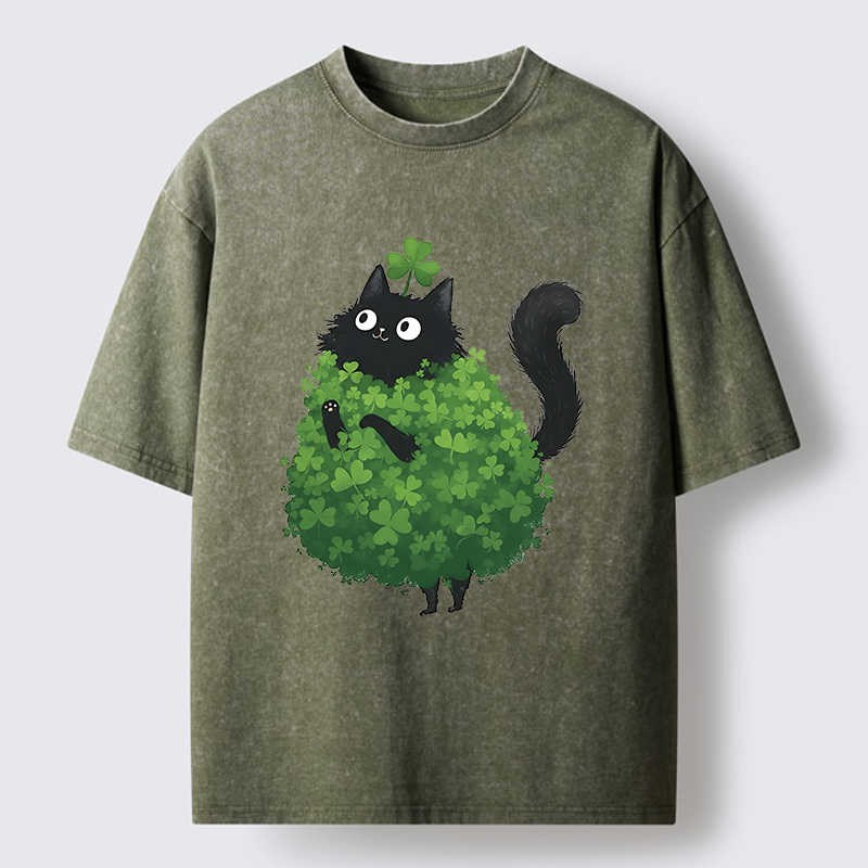 Tokyo-Tiger St. Patrick's Day Decorated Cat Washed T-Shirt