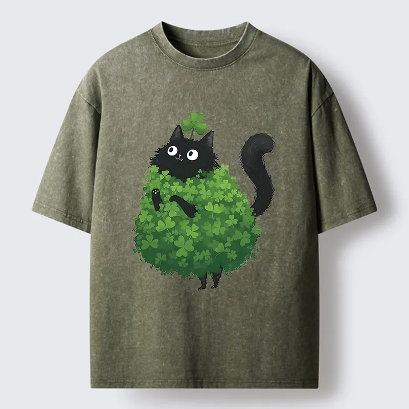 Tokyo-Tiger St. Patrick's Day Decorated Cat Washed T-Shirt