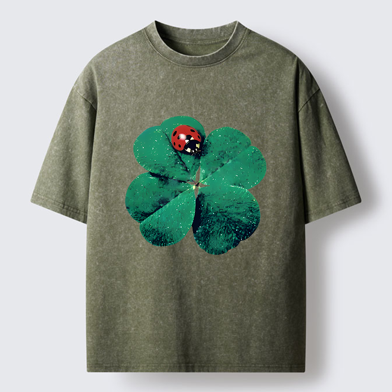 Tokyo-Tiger Ladybug And Lucky Clover Washed T-Shirt