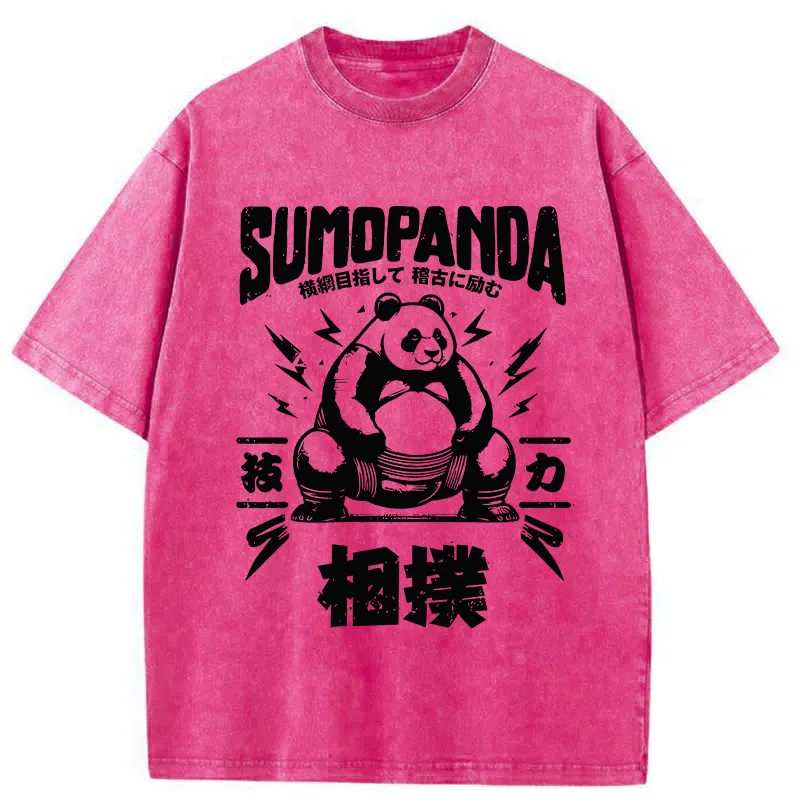 Tokyo-Tiger Japanese Sumo Panda Washed T-Shirt