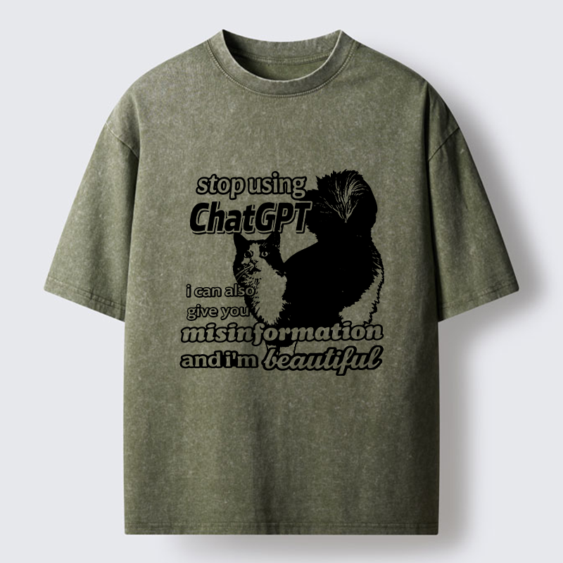 Tokyo-Tiger Stop Using Chatgpt Washed T-Shirt