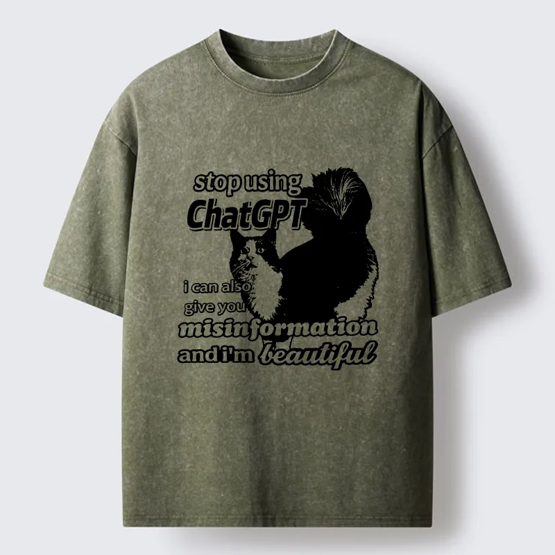 Tokyo-Tiger Stop Using Chatgpt Washed T-Shirt