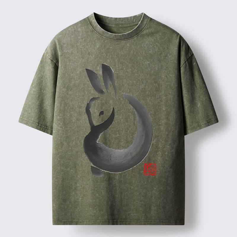 Tokyo-Tiger Ink Rabbit Washed T-Shirt