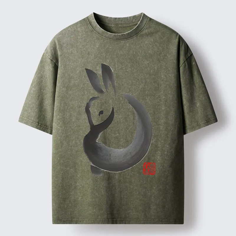 Tokyo-Tiger Ink Rabbit Washed T-Shirt