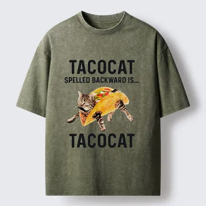 Tokyo-Tiger Tacocat Funny Washed T-Shirt