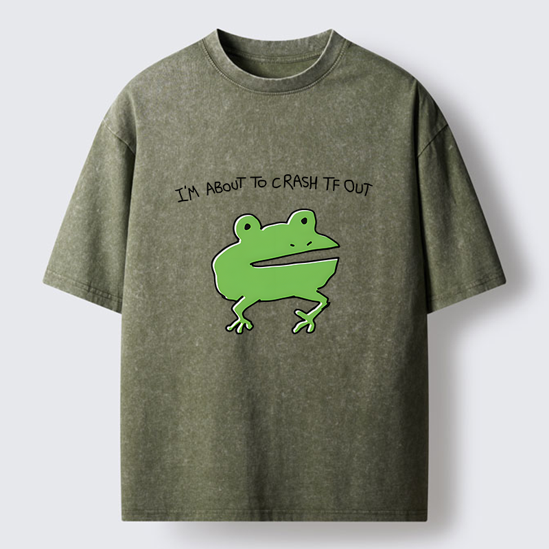 Tokyo-Tiger Very Sleepy Frog Funny Washed T-Shirt