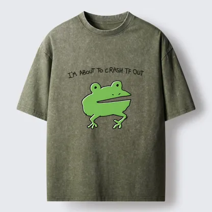 Tokyo-Tiger Very Sleepy Frog Funny Washed T-Shirt