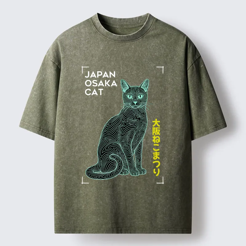 Tokyo-Tiger Line Cat Washed T-Shirt