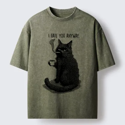 Tokyo-Tiger Cat Hate You Washed T-Shirt