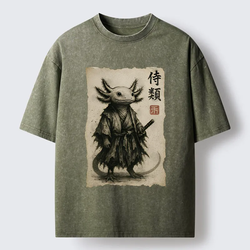 Tokyo-Tiger Salamander Japanese Samurai Washed T-Shirt