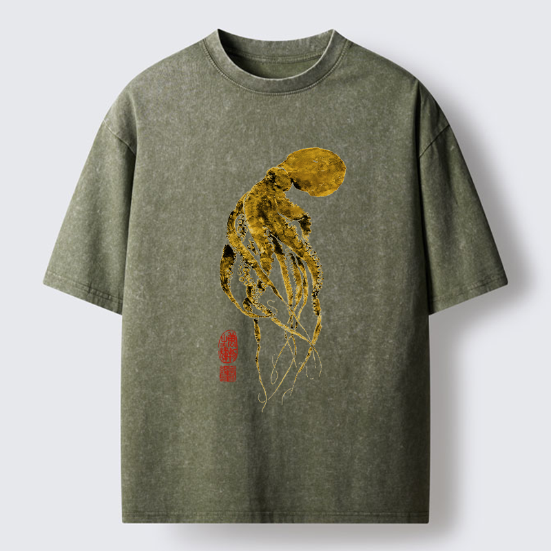 Tokyo-Tiger Golden Octopus Washed T-Shirt