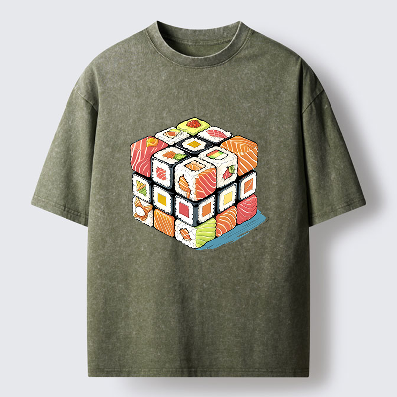 Tokyo-Tiger Sushi Rubik's Cube Washed T-Shirt