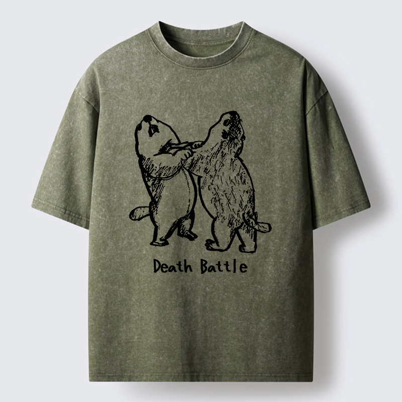 Tokyo-Tiger Groundhog Fighting Washed T-Shirt