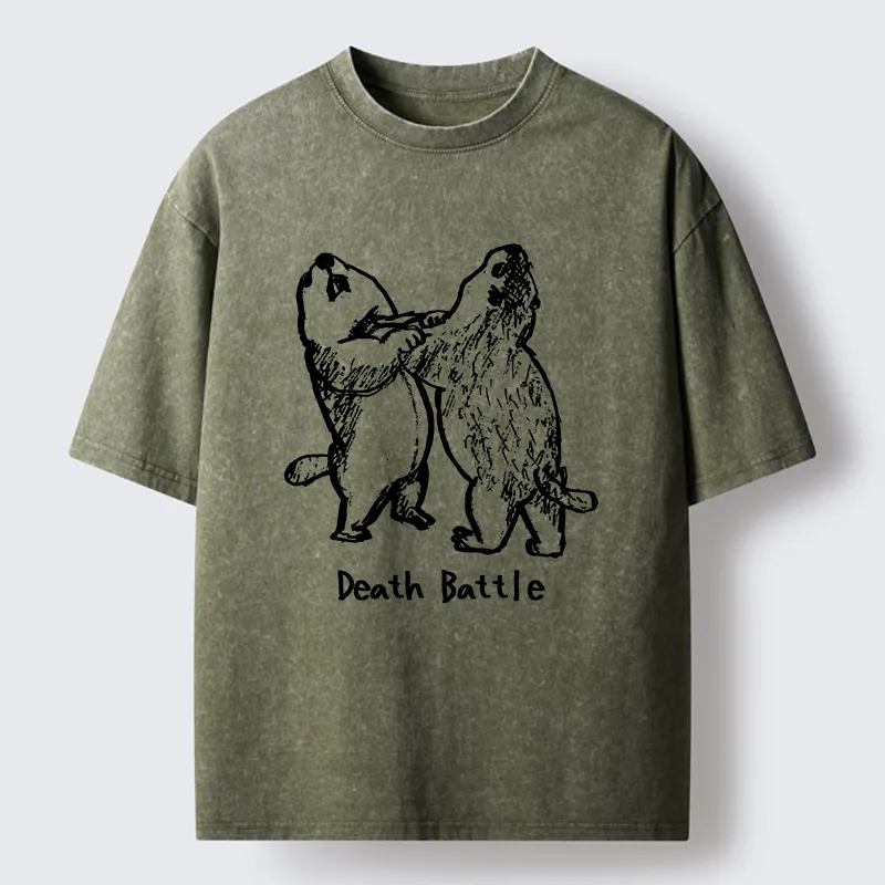 Tokyo-Tiger Groundhog Fighting Washed T-Shirt