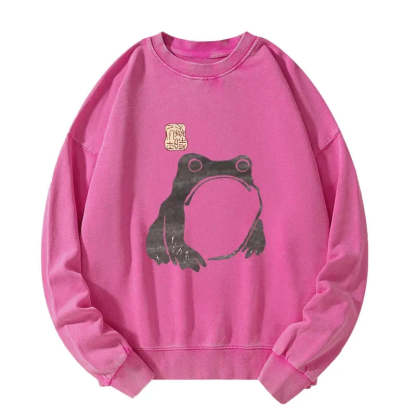 Tokyo-Tiger Matsumoto Hoji woodblock print frog Washed Sweatshirt