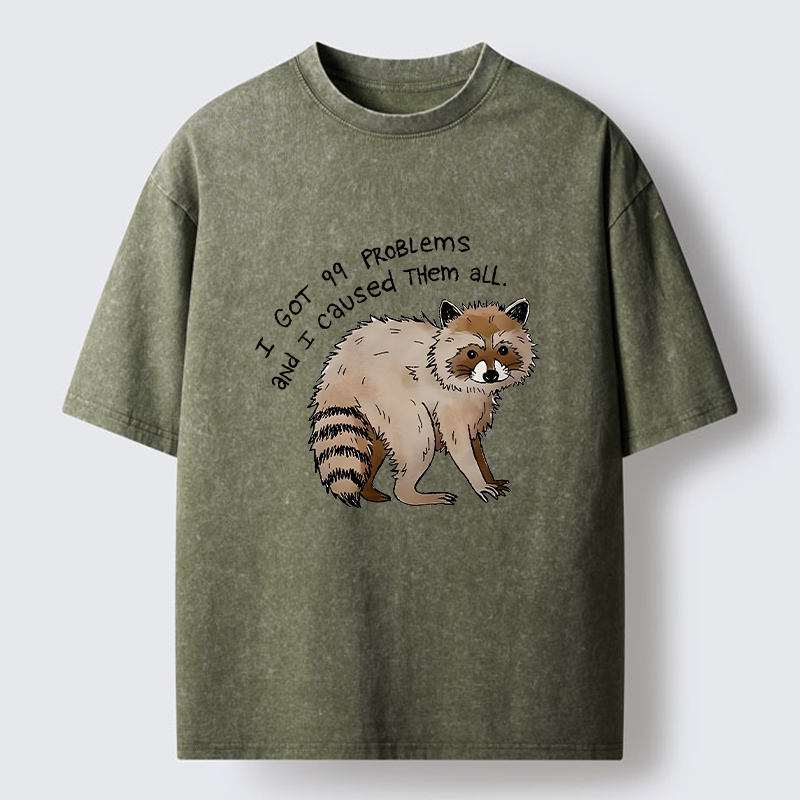 Tokyo-Tiger Raccoon Funny Meme Washed T-Shirt
