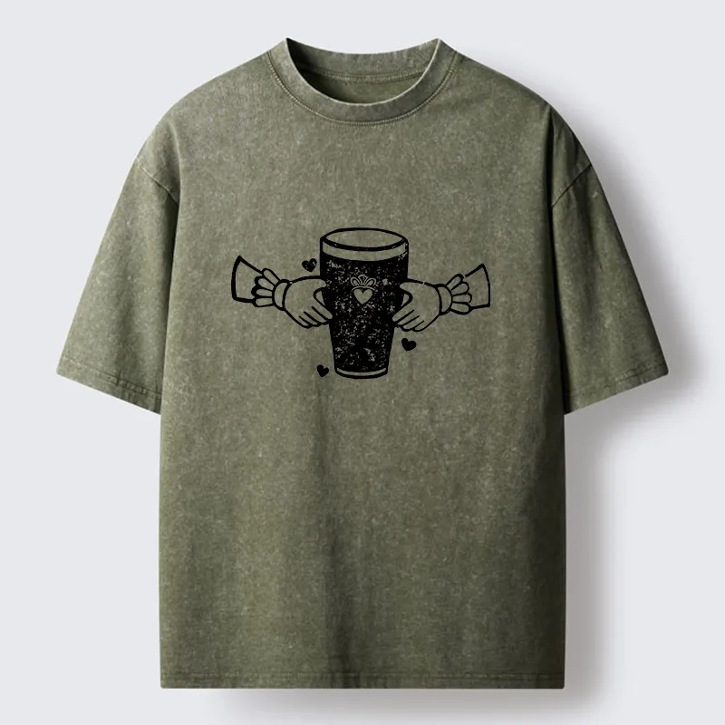 Tokyo-Tiger Drinking Together Washed T-Shirt