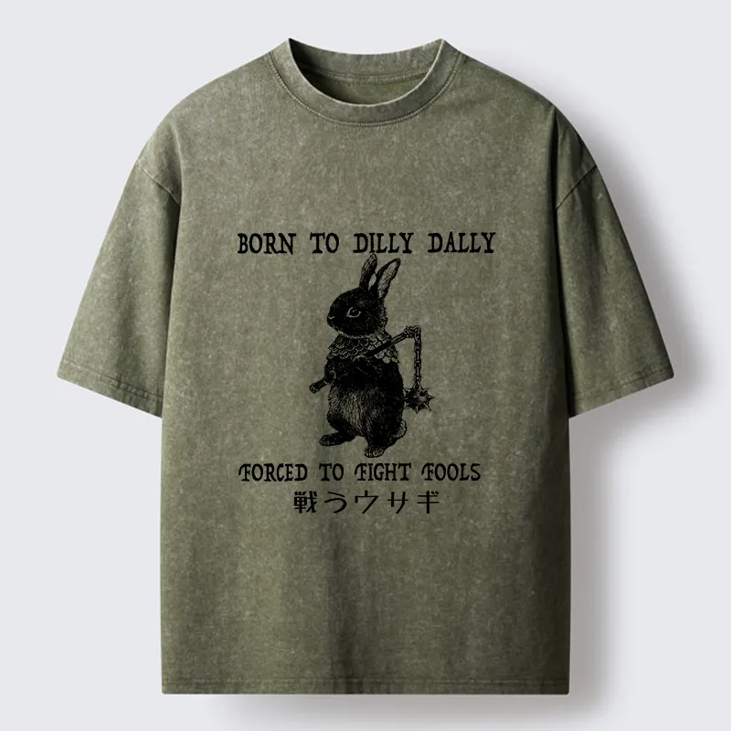 Tokyo-Tiger Fighting Rabbits Washed T-Shirt